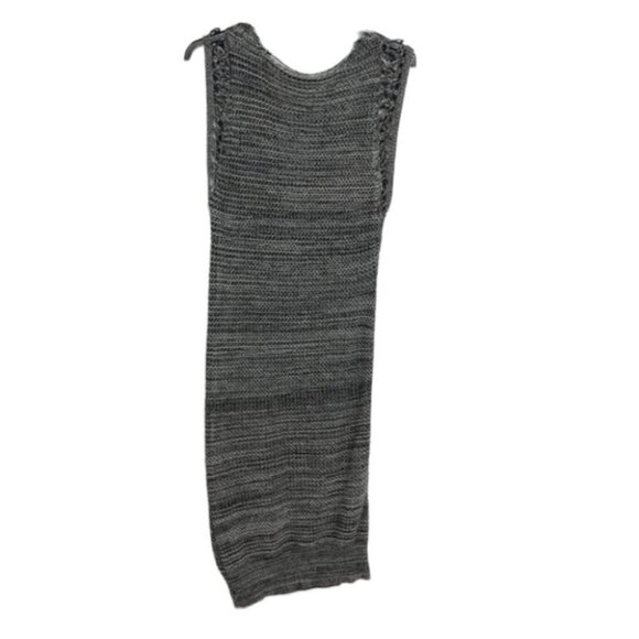 IRO Paris Grey Yarn plunging V neck sleeveless bodycon knit mini dress size  2 - Picture 2 of 14